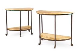 A PAIR OF YELLOW ONYX AND PATINATED BRASS SIDE TABLES, BY ANTONY LITTLE