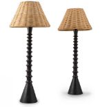 A TALL PAIR OF TURNED WOOD LAMPS, BY ANTONY LITTLE