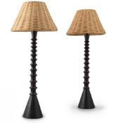 A TALL PAIR OF TURNED WOOD LAMPS, BY ANTONY LITTLE
