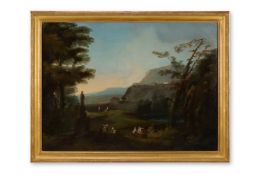 FOLLOWER OF JANS FRANS VAN BLOEMAN, FIGURES IN AN ITALIAN LANDSCAPE