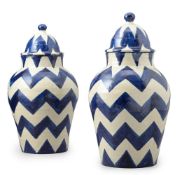 A PAIR OF GLAZED POTTERY VASES AND COVERS, MODERN