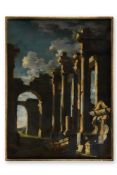 GERNNARO GRECO 'IL MASACOTTA' (ITALIAN 1663-1714), AN ARCHITECTURAL CAPRICCIO AT MOONLIGHT