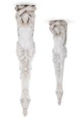 A PAIR OF FIBREGLASS CARYATID WALL BRACKETS, MODERN