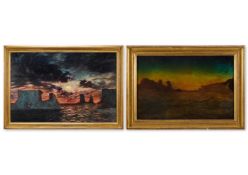 FRANK WILBERT STOKES (BRITISH 1848-1955), SUNSET IN THE WEDDELL SEA; AND ARCTIC TWILIGHT