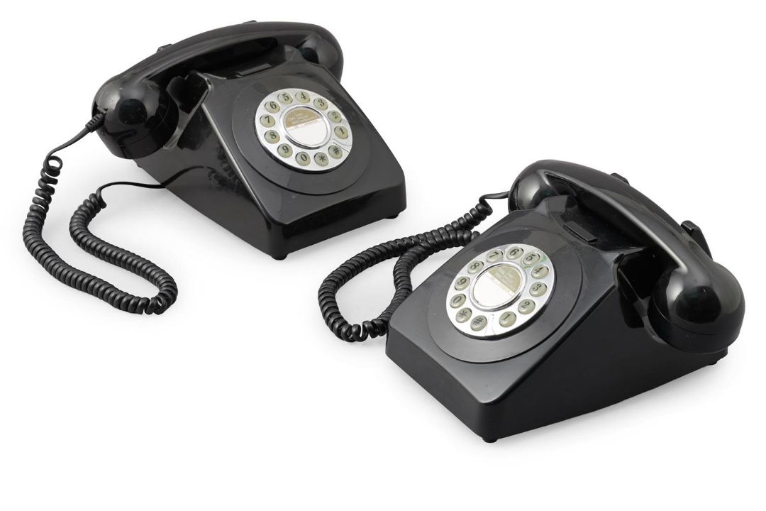 TWO GPO RETRO BLACK OFFICE TELEPHONES, BY PROTELX LTD - Image 1 of 2