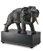 A LARGE BRONZED MODEL OF A BULL ELEPHANT, 20TH CENTURY