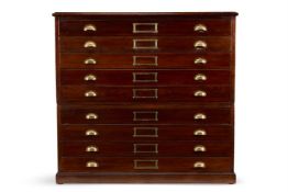 A LARGE MAHOGANY PLAN CHEST, MODERN
