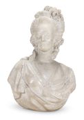 AFTER FELIX LECOMTE (1757-1817), A LARGE WHITE MARBLE BUST OF QUEEN MARIE ANTOINETTE