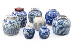 A SELECTION OF CHINESE BLUE AND WHITE GINGER JARS, LATE 19TH AND 20TH CENTURIES
