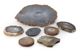A GROUP OF SEVEN POLISHED SLICES OF AGATE