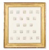 ENGLISH SCHOOL (18TH CENTURY), A SET OF TWENTY-ONE ILLUMINATED LETTERS OF THE ALPHABET