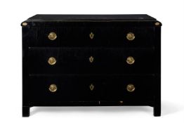 A BRASS MOUNTED EBONISED COMMODE, POSSIBLY AUSTRIAN