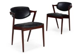 A PAIR OF 'MODEL 42' LOUNGE CHAIRS, BY KAI KRISTIANSEN (DANISH, 1929-), DESIGNED IN 1956