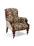 AN EARLY VICTORIAN WALNUT ARMCHAIR, MID-19TH CENTURY