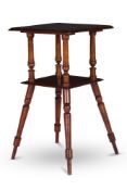 A MAHOGANY AND BEECH TWO TIER TABLE