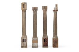 A GROUP OF FOUR MAHOGANY STAIRCASE COLUMNS, 18TH CENTURY
