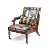 A GEORGE IV MAHOGANY PATENT RECLINING ARMCHAIR, BY ROBERT DAWS
