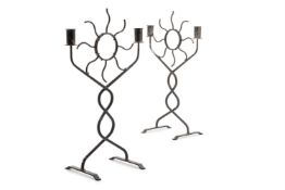 A PAIR OF 'SOLEIL' CANDELABRA BY ANDRE DUBREUIL (FRENCH, 1951-2022), LATE 1980s