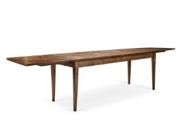 A PINE EXTENDING DRAW LEAF KITCHEN TABLE, FRENCH