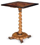 Y A VICTORIAN SPECIMEN WOOD SATINWOOD TABLE, MID 19TH CENTURY