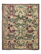 AN ITALIAN SILK VELVET AND METAL THREAD JOINED 'GARDEN' PANEL, PROBABLY GENOA