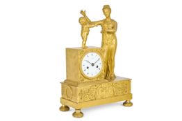 A FRENCH EMPIRE GILT BRONZE FIGURAL MANTEL CLOCK, LOUIS MALLET, PARIS