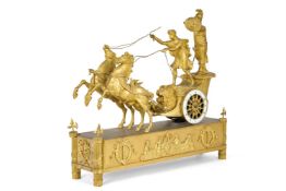 A FRENCH EMPIRE ORMOLU FIGURAL MANTEL CLOCK 'THE CHARIOT OF TELEMACHUS', LE ROY PALAIS ROYALE NO 114