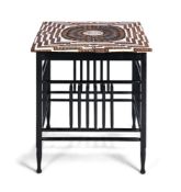 A THEBES-STYLE BEDSIDE TABLE IN EBONISED WOOD, IN THE MANNER OF GODWIN