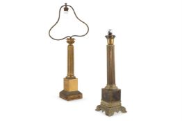 TWO GILT METAL TABLE LAMP BASES, FRENCH