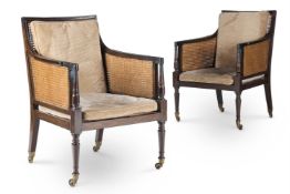Y A PAIR OF EBONY BERGERES, INDIAN, LATE 19TH/20TH CENTURY