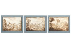 ITALIAN SCHOOL (18TH CENTURY), A SET OF THREE CLASSICAL LANDSCAPES