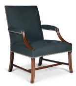 A MAHOGANY OPEN ARMCHAIR, POSSIBLY SCOTTISH
