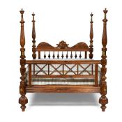 A NEDUN WOOD FOUR POST BEDINDIAN, 20TH CENTURY