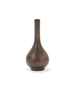 A Chinese silver-inlaid bonze 'Phoenix and Peony' long neck vase