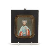 A small Chinese oil painting of a lady