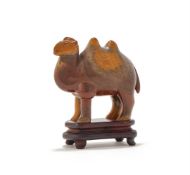 A Chinese carved agate model of camel, 19th century, carved as a two-humped camel facing forward and