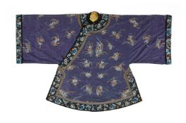 A Chinese Han women's lavender purple three-quarter length robe