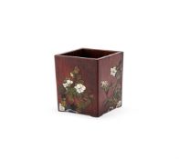 Y A Chinese huanghuali inlaid brush pot