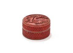 A Chinese cinnabar Lacquer Box and Cover