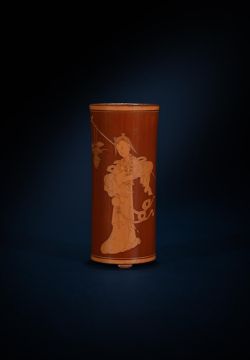 A fine Chinese bamboo carved 'Magu' brush pot