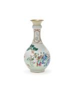 A Chinese Famille Rose garlic-head vase