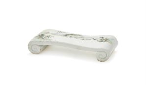 A Chinese enamelled Qianjiang style porcelain brush rest