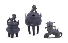 A Chinese bronze archaistic tripod censer and cover