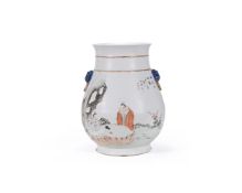 A large Chinese Qianjiang-enamelled Hu-form vase