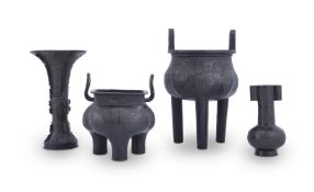 A Chinese archaistic bronze gu vase