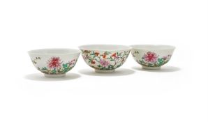 A pair of Chinese Famille Rose bowls