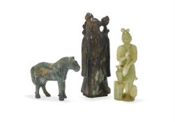 A Chinese grey and black jade carving Shoulao