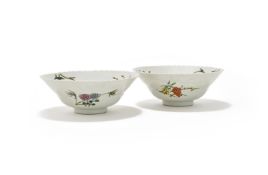 A pair of Chinese Famille Rose bowls