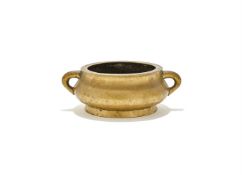 A Chinese bronze twin handled censer