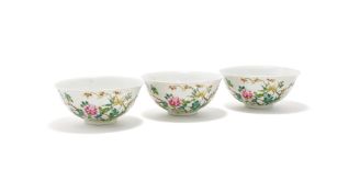 Three Chinese Famille Rose bowls